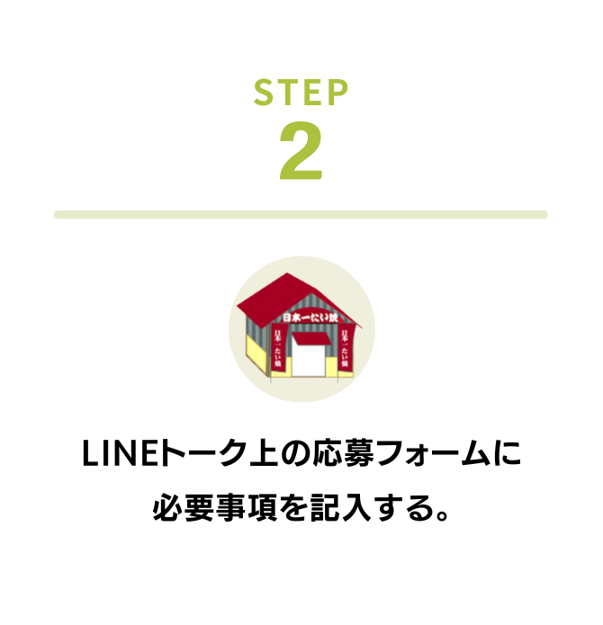 STEP 2 LINEトーク上の応募フォームに必要事項を記入する。